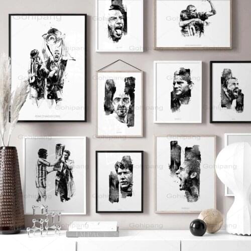 Canvas Painting Abstract Football Star Trophy Wall Art Posters and Prints Nordic Black White Wall Pictures for Living Room Decor