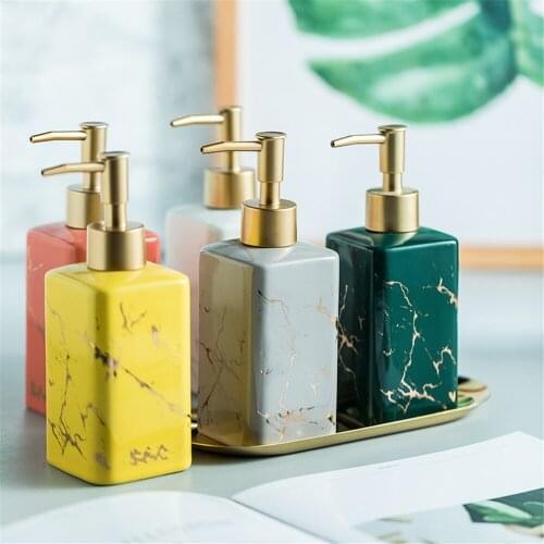 Marble Pattern Ceramic Soap Dispenser Bathroom 320ml Shampoo Bottles Hair Conditioner Hand Sanitizer Empty Storage Sub-bottle