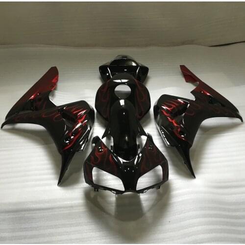 Injection Mold Fairing kit for CBR1000RR 06 07 CBR1000 CBR1000RR 2006 2007 Red flames black Fairings set+gifts ZE75