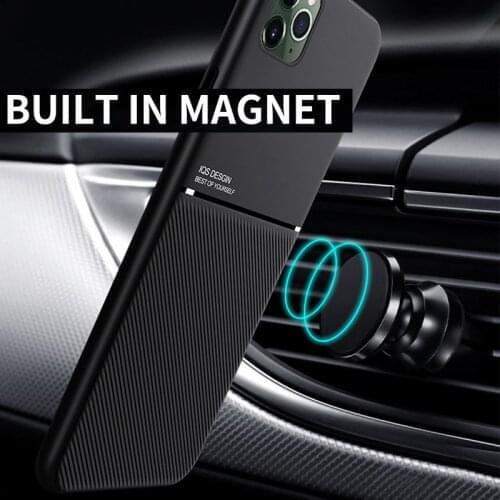 Magnetic Car Phone Case for iPhone 11 Pro MAX XR XS 12 Mini 6s 7 8 Plus Built-in Magnet Metal Plate Soft TPU Shockproof Cover