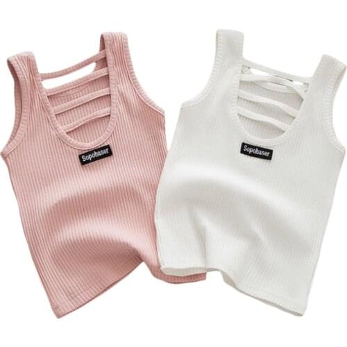 Summer Baby Girls Tank Top Underwear For 2-6Y Girls Cotton Baby Undershirt Children Clothing Kids Camisole Black Pink GE06
