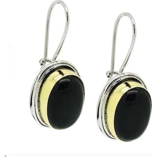 Silver Black Onyx Cubic Zirconia Authentic Earrings