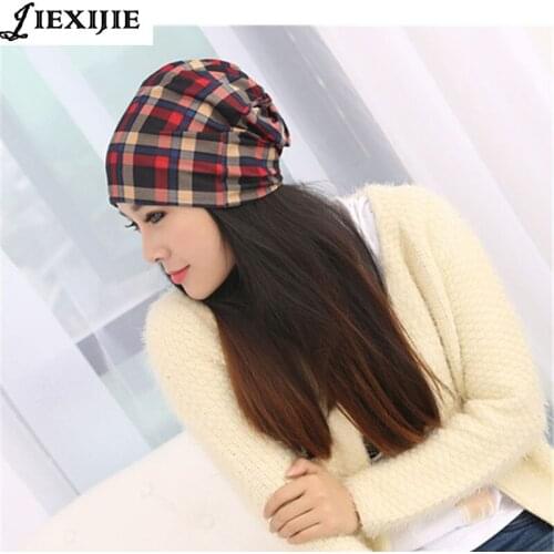 Multi-function womens hats Han edition three female qiu dong grid with hollow sets ladies fashion confined turban hat wholesale