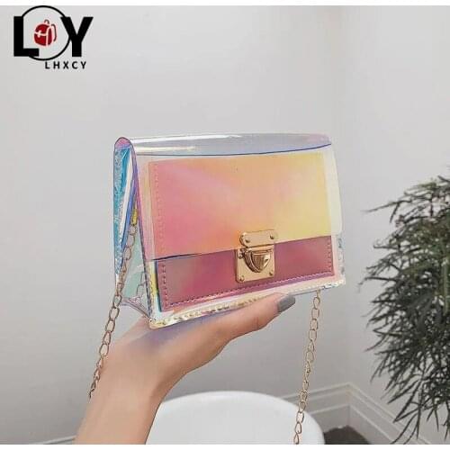 Fashion Laser Transparent Pvc Waterproof Bags High Quality Chain Soft Crossbody Bags Korean Style Clamshell Luxury Designer Bag