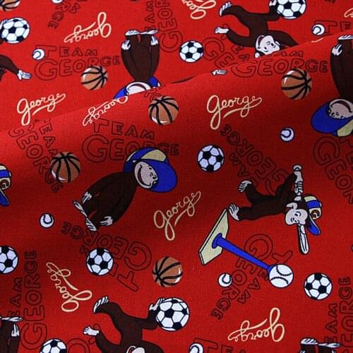 Cartoon Curious Monkey 100% Cotton Fabric for Kids Clothes Sewing Quilting Fabrics Needlework Material DIY Handmade Crafts
