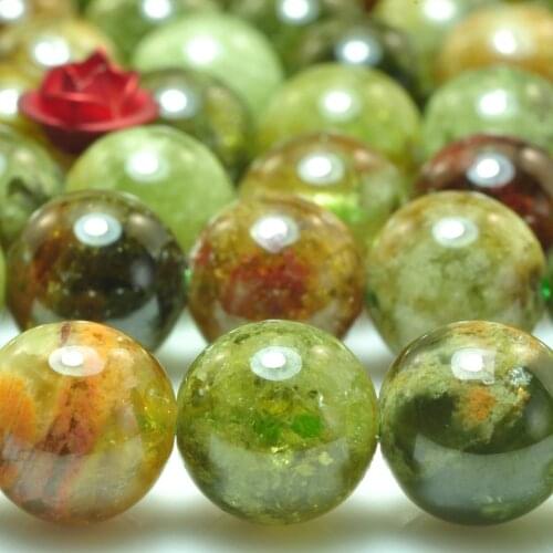 Natural Green Garnet Smooth Round Loose Beads Wholesale Gemstone Semi Precious Stone Bracelet Necklace Diy Jewelry Making 15"