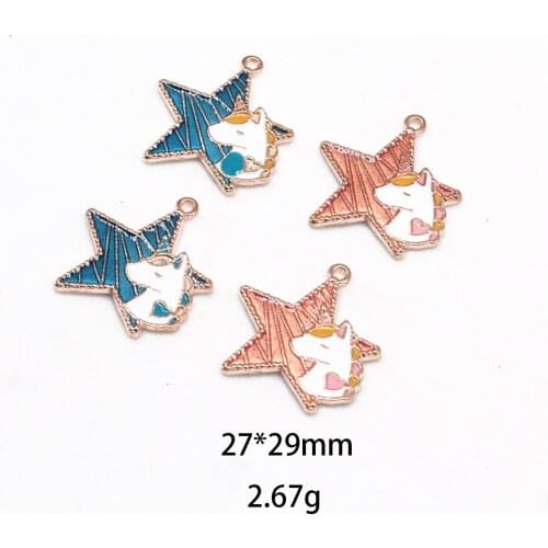 Novelty earrings Korean earrings quirky jewelry five-pointed star unicorn dripping alloy jewelry accessories earrings pendants