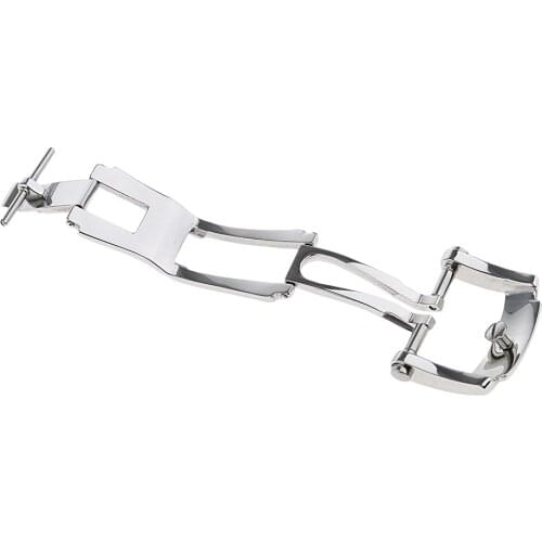 Stainless Steel Deployment Butterfly Buckle Watch Strap Clasp Push Button
