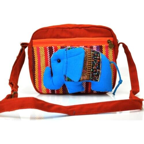 The new 2021 elephants canvas cartoon mommy single inclined across the cloth bag handbag small bag