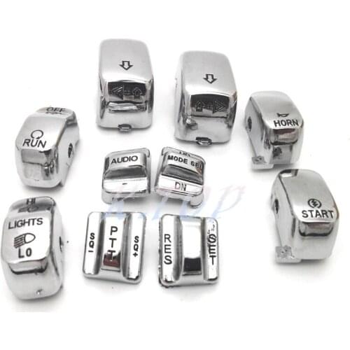 Motorcycle One Set Chrome Hand Control Switch Housing Buttons Cap Kit Fits For Harley 1996-2013