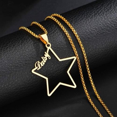Personalized Custom Name Chain Necklace Hollow Star Nameplate Pendant Necklaces For Women Kid Gifts
