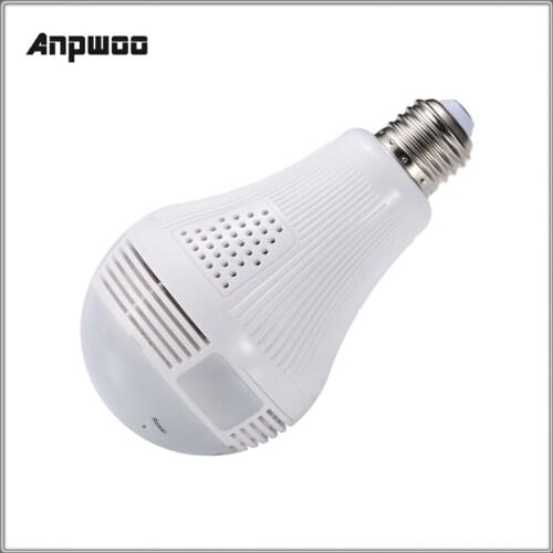 2pcs 960P Anpwoo DP001 Bulb Type Fisheye Lens 360 Panoramic wireless WIFI IP Camera H.264 Built-in Microphone Motion Detection