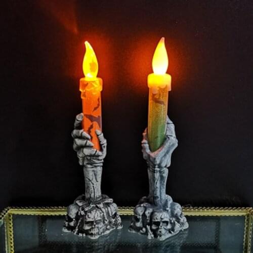 1PC LED Candle Holder Ghoul Hand Candle Stand For Home Halloween Party DIY Decor Halloween Candlestick with 3 button Battery