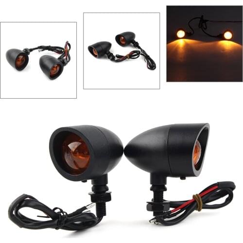 Bullet Style Motorbike Turn Signal Blinker Amber Lights Universal Mini Indicator Falsher Lamp for Kawasaki Honda Suzuki Bobber