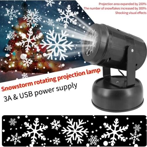 LED new snowflake light USB white snowstorm projector Christmas atmosphere holiday family party special lamp
