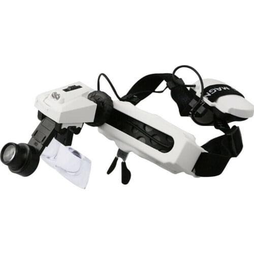 20X Helmet Magnifying Glass LED Illuminated Headlight Magnifier Headband Watch Repair Glasses Loupe Jewelry Tool