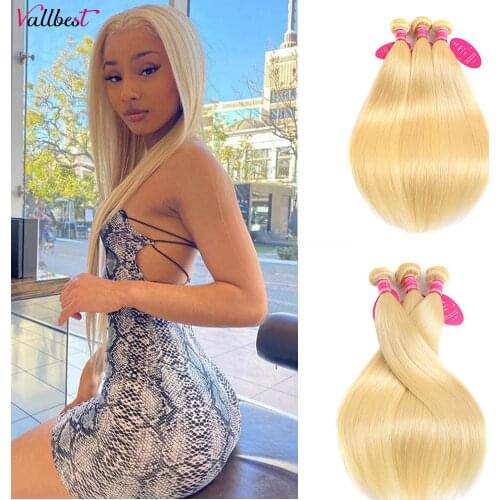 Vallbest 613 Human Hair Bunldes Brazilian Straight Hair 3 Bundles 100% Human Hair Bundles 100g Blonde Hair Human Hair Extension