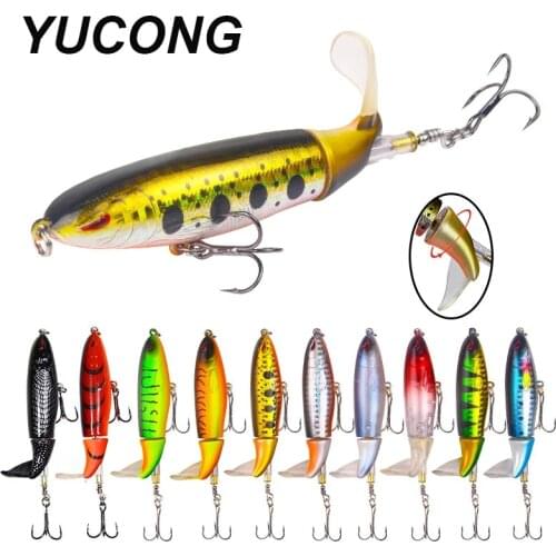 YUCONG 1PCS Topwater Fishing Lure 13g-35g Whopper Popper Artificial Hard Bait Plopper Soft Rotating Tail Pencil Pesca Isca