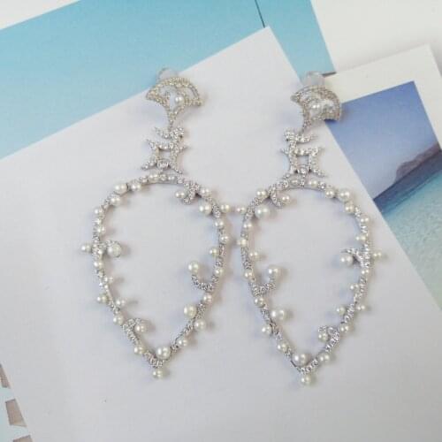 SLJELY Fashion Real 925 Sterling Silver Large Pear Shaped Pearls Earrings with High Quality AAA Zircon Women Luxury Fine Jewelry