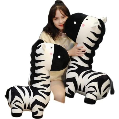 1pc 40/50cm Real Life Zebra Plush Toys Simulation Animal Horse Stuffed Soft Sleeping Pillow for Children Baby Birthday Gifts