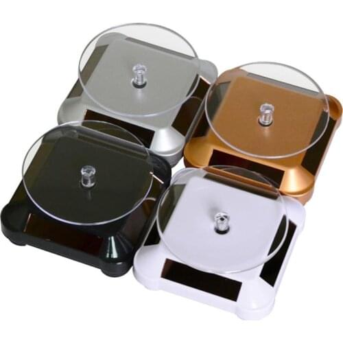 Solar Energy Electric Rotating Display Stand Tray Jewelry Accessories Prop Stand Phone Display Stand Battery Included(Golden)