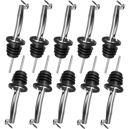 10-Pack Stainless Steel Wine Pourers Liquor Pour Spouts Set for Wine Liquor Olive Oil Coffee Syrup Vinegar Bottles