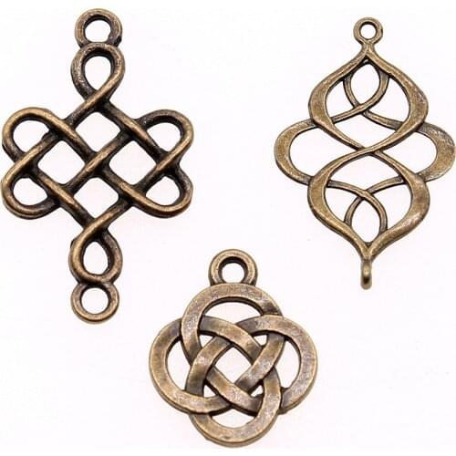 20pcs Charms Chinese Knot For Jewelry Making Jewelry Findings Antique Bronze Plated Chinese Knot Charms Connector