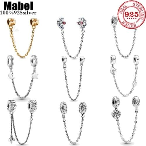 2021 new Sale high quality 925 Sterling Silver Safety chain Charms Beads Fit Original Pandora Bracelets DIY Jewelry Making Gift