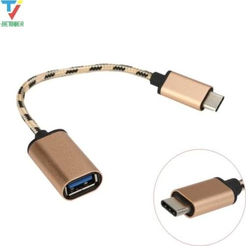 300pcs/lot USB-C 3.1 Type C Male To USB 2.0 Female Nylon Braided Adapter Sync Data Charger OTG Cable Converter For Phone Laptop