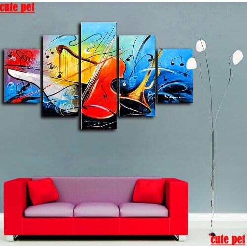 5D DIY Diamond Painting Hot selling home art Musical instrument guitar cross stitch full square diamond embroidery mosaic 5PCS