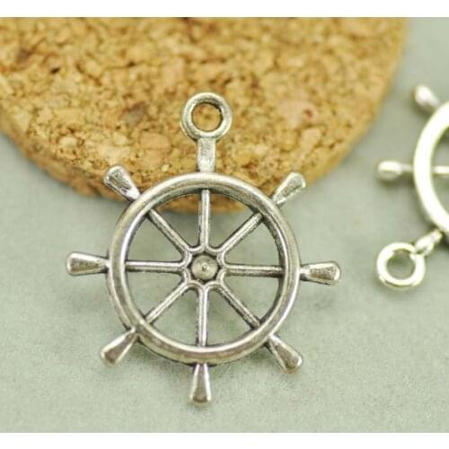 50pcs 28.60x25mm Cute Cabinet Antique silver tone Rudder Connector Pendant Charm/Finding,for 1pcs Rhinestone,DIYAccessory