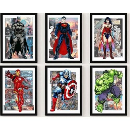 5D DIY Diamond Painting Marvel Poster Anime Superheroes Comics Background Hulk Captain America Picture Rhinestones Decor Gift