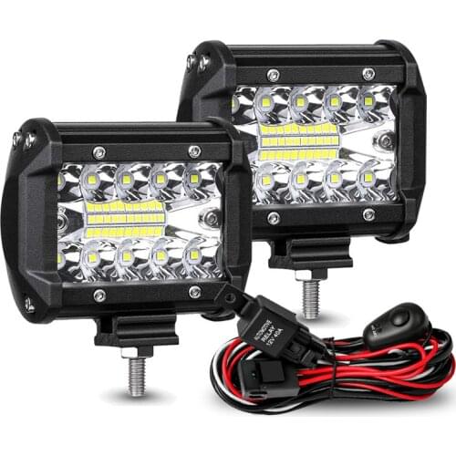 60W 4INCH 20LED Waterproof Work Light LED Light Bars Spot Flood Beam for Work Driving Offroad Boat Car Tractor Truck 12V 24V