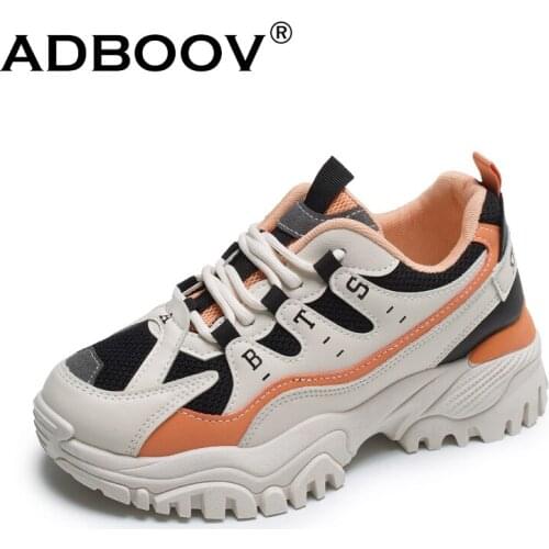 ADBOOV Breathable Platform Casual Shoes Women Fashion Street Chunky Shoes Ladies Sneakers