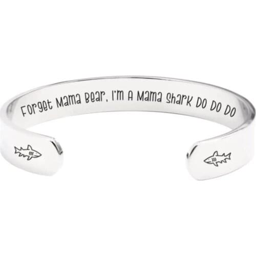 FORGET MAMA BEAR BANGLE Cuff Bangle Mantra Quote Steel Motivational Friend Jewelry Gift for Women Teen Girls Sister