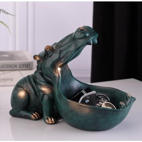 Hippopotamus Statue Decoration Resin Artware Sculpture Statue Decor Home Decoration Accessories Ashtray Jewelry Storage Box