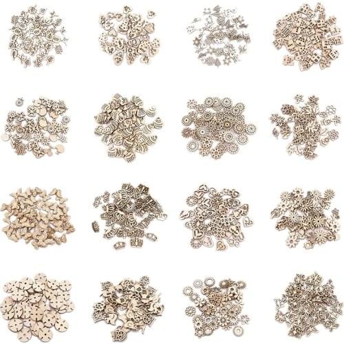 20pcs/pack About 3cm Unfinished Natural Wood Chips Craft Cutouts Wooden Hanging Ornaments Pendant for DIY Art Snowman Xmas Decor