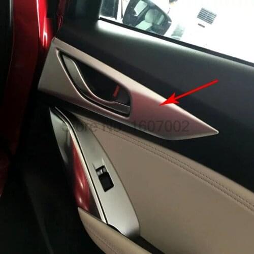 For Mazda CX-4 CX4 4pcs Chrome Matte Car Interior Inner Door Handle Bowl Bezel Cover Protective Molding Trim