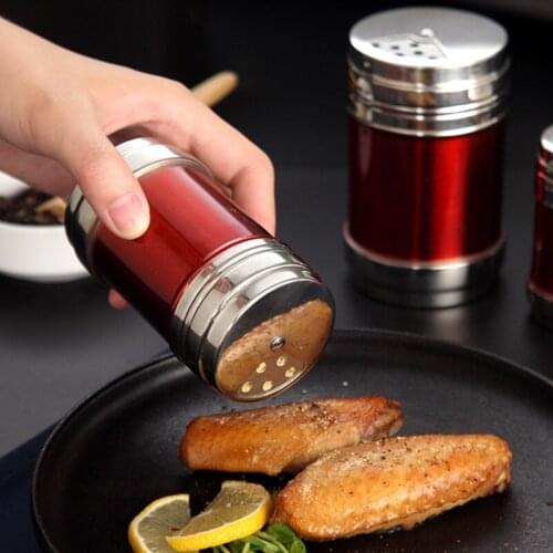 Stainless Steel Cumin Spice Jar Rotating Cover Barbecue Salt Bottle Container Herbs Pepper Seasoning Can Kitchen Cooking Gadgets