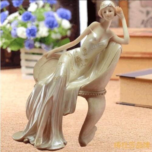 European Resin Lying Down Woman Character Decoration Ornaments Home Livingroom Figurines Crafts TV Cabinet Office Furnishing Art