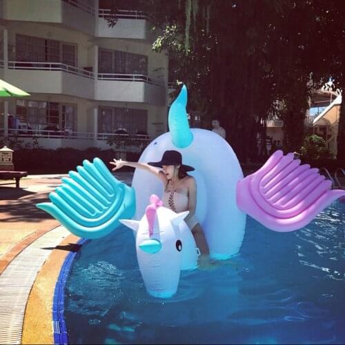 Candy Color Giant Unicorn Floating Pool Swimming Ring Air Mattress Inflatable Swimming Circle Pool Float Row Water Party Toy