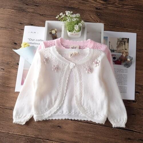 Girls Cardigan Sweater Jacket Flower 100 Cotton Girls Outerwear for 1 2 4 6 8 Years Old Kid Clothes OKC205021