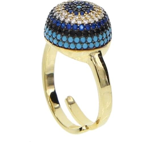 Geometric round dots micro pave colorful stone eye colors open adjusted band free size ring fashion bohemia style
