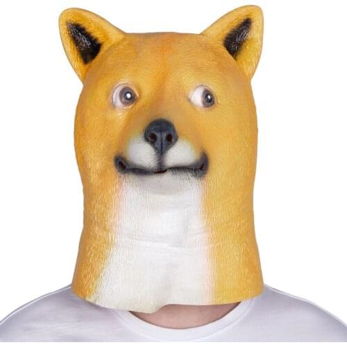 Shiba Inu Mask Adults Latex Dog Mask Animal Fancy Dress Party Props Cosplay Costume Accessory