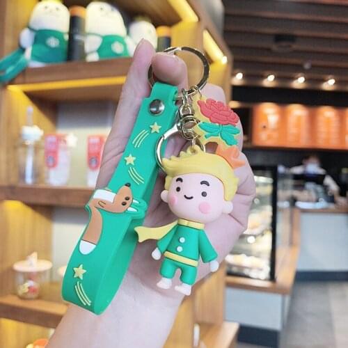 The Cute Little Prince Keychain Cartoon 3D Character Doll Pendant Key Rings Acrylic Trinket Props Bag Hanging Accessories
