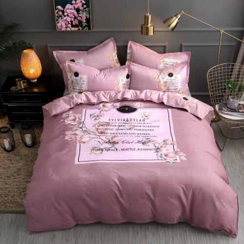 SHANHAO Large flower thickened wool 4-piece set, flower skin cotton 4-piece bedding set