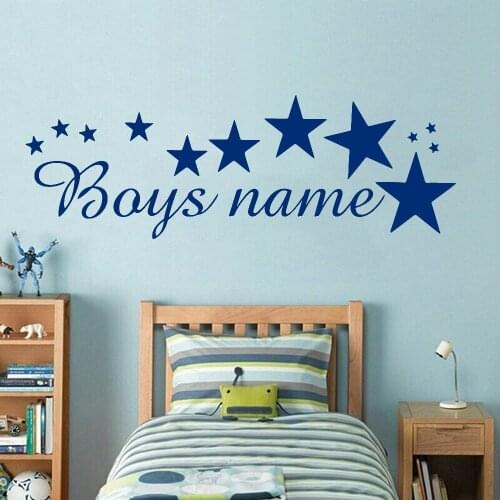 Boys Name Wall Decals Custom Name With Stars Decoration Children Bedroom Self-adhesive Vinyl Nursery Desk Window Stickers Y445