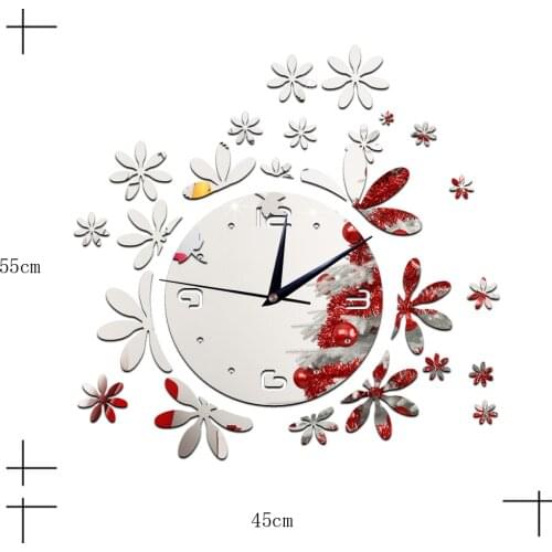 Hot coffee shop sitting room wall clock bedroom wall clock creative personality wall stick flower mirror clock