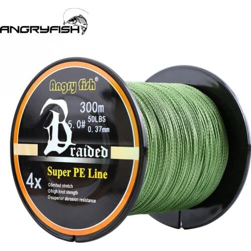 ANGRYFISH 300 Meters 4 Strands 10-80LB Braided Fishing Line PE Multilament Braid Lines wire Smoother Floating Line