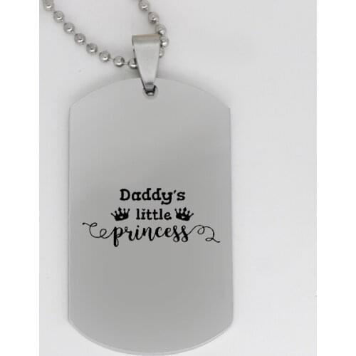 Ufine jewelry dad gift pendant army card crown Daddys little princess stainless steel Customed necklace N4082